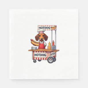 Funny Dackel Hund Hotdog Sandwich Würstchen Wurst Serviette