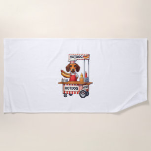 Funny Dackel Hund Hotdog Sandwich Würstchen Wurst Strandtuch