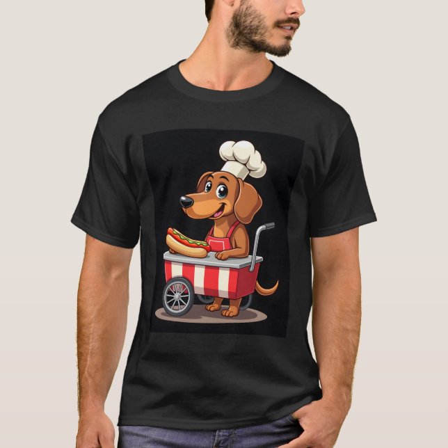 Funny Dackel Hund Hotdog Sandwich Würstchen Wurst T-Shirt (Vorderseite)