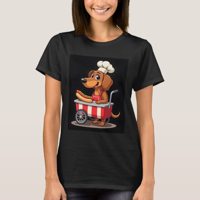 Funny Dackel Hund Hotdog Sandwich Würstchen Wurst T-Shirt (Vorderseite)