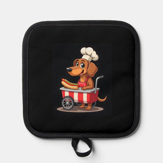 Funny Dackel Hund Hotdog Sandwich Würstchen Wurst Topflappen (Vorderseite)