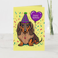 Funny Dackel Hund mit Happy Birthday Balloon