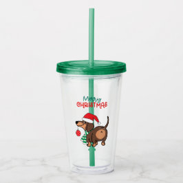 Funny Dackel Hund Niedlich Frohe Weihnachten Acryltrinkbecher