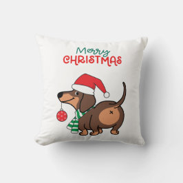 Funny Dackel Hund Niedlich Frohe Weihnachten Kissen