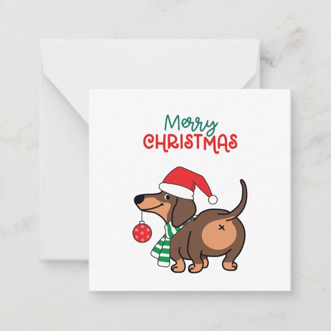 Funny Dackel Hund Niedlich Frohe Weihnachten Mitteilungskarte (Vorderseite)