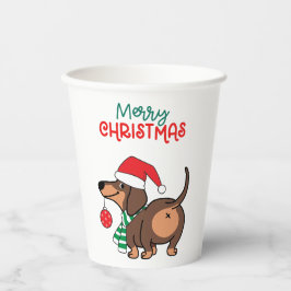 Funny Dackel Hund Niedlich Frohe Weihnachten Pappbecher