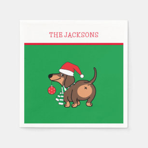 Funny Dackel Hund Niedlich Frohe Weihnachten Serviette