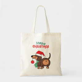 Funny Dackel Hund Niedlich Frohe Weihnachten Tragetasche