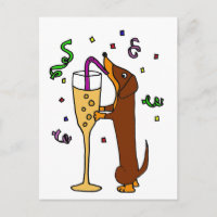 Funny Dackel Hund Party Cartoon