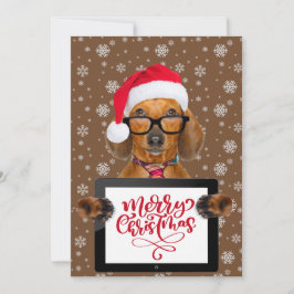 Funny Dackel Hund Pet Brille Tablette Merry Xmas Feiertagskarte