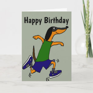 Funny Dackel Hund Running Cartoon Karte