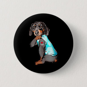 Funny Dackel Hund Tattoo I Liebe Mama DogMom Gesch Button