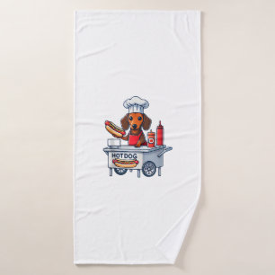 Funny Dackel Hund Würstchen Wurst Hotdog Sandwich Badehandtuch
