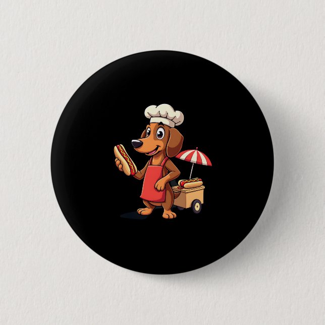 Funny Dackel Hund Würstchen Wurst Hotdog Sandwich Button (Vorderseite)