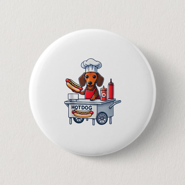 Funny Dackel Hund Würstchen Wurst Hotdog Sandwich Button (Vorderseite)