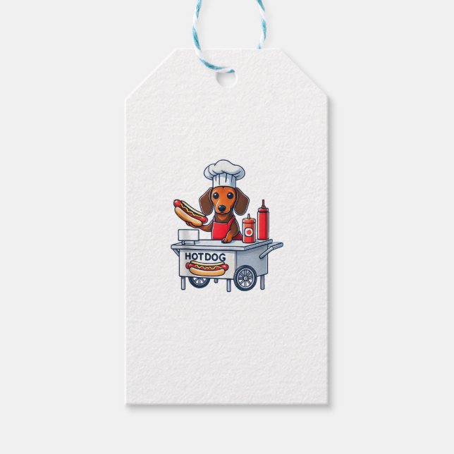 Funny Dackel Hund Würstchen Wurst Hotdog Sandwich Geschenkanhänger (Vorderseite)