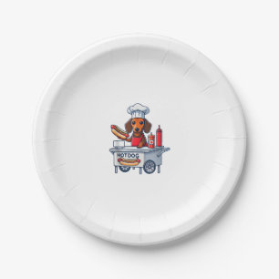Funny Dackel Hund Würstchen Wurst Hotdog Sandwich Pappteller