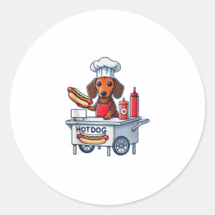 Funny Dackel Hund Würstchen Wurst Hotdog Sandwich Runder Aufkleber