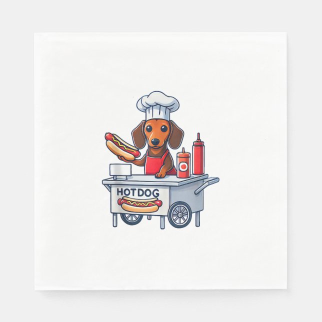 Funny Dackel Hund Würstchen Wurst Hotdog Sandwich Serviette (Vorderseite)