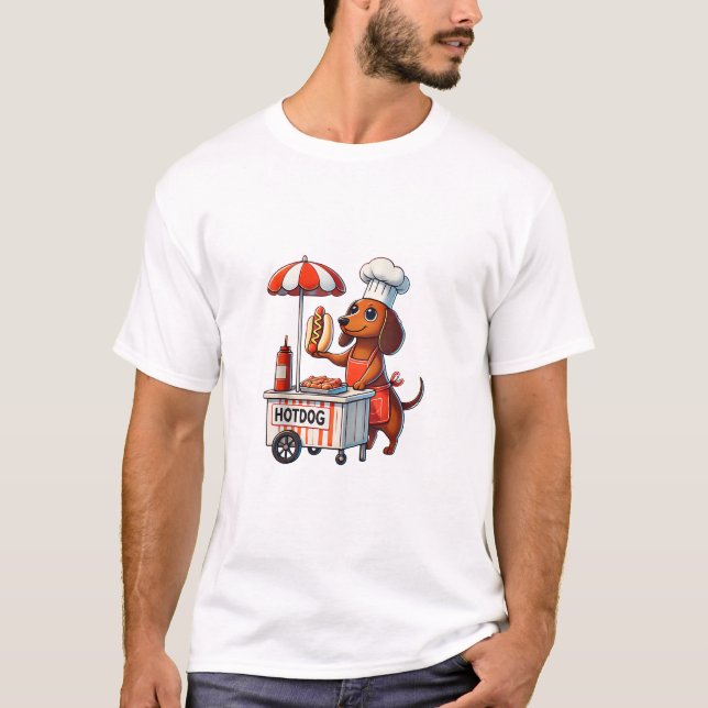 Funny Dackel Hund Würstchen Wurst Hotdog Sandwich T-Shirt (Vorderseite)