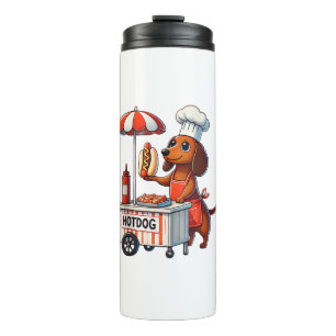 Funny Dackel Hund Würstchen Wurst Hotdog Sandwich Thermosbecher