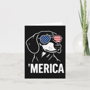 Funny Dackel Merica Hund American Flag Sungles Karte