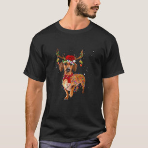 Funny Dackel Rentier Weihnachtslicht Weihnachtswei T-Shirt