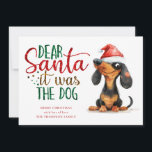 Funny Dackel Santa Es war Weihnachten für Hunde<br><div class="desc">Die sonnige Dackel liebt den Weihnachtsmann,  es war der Hund Weihnachten. Festlicher Spaß für Ihre Urlaubswünsche,  mit diesem lustigen Design mit einem frechen Weiner Hund in seiner Weihnachtsmannmütze. Das Zitat ist nicht bearbeitbar und hat einen Imitat-Glitzer-Effekt. Personalisieren Sie einfach Ihren Gruß und Namen darunter.</div>