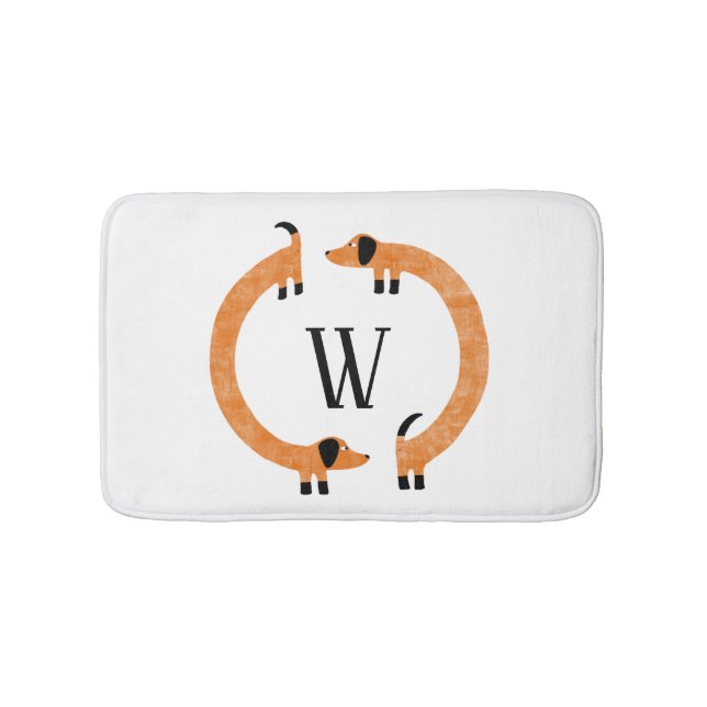 Funny Dackel Sausage Dog Monogramm Badematte (Vorderseite)