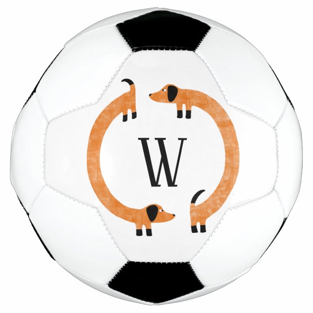 Funny Dackel Sausage Dog Monogramm Fußball (Vorderseite)