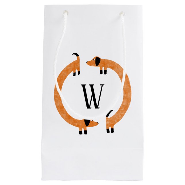 Funny Dackel Sausage Dog Monogramm Kleine Geschenktüte (Vorderseite)