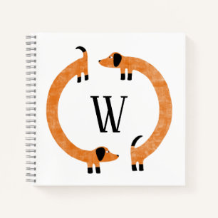 Funny Dackel Sausage Dog Monogramm Notizbuch