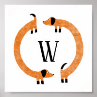 Funny Dackel Sausage Dog Monogramm