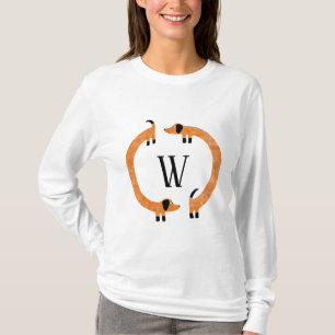 Funny Dackel Sausage Dog Monogramm T-Shirt