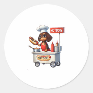 Funny Dackel Sausage Dog Würstchen Hotdog Sandwich Runder Aufkleber