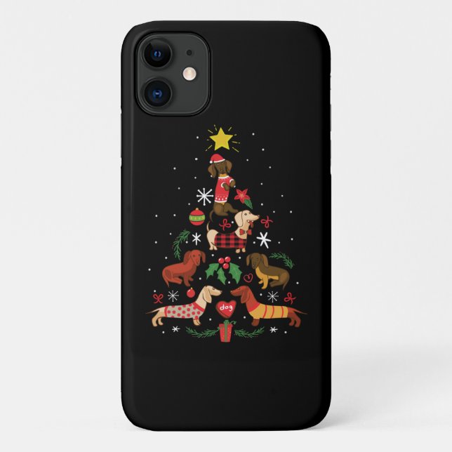Funny Dackel Weihnachtsbaum Case-Mate iPhone Hülle (Rückseite)