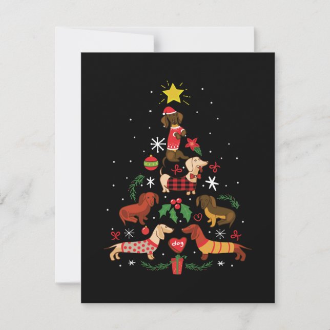 Funny Dackel Weihnachtsbaum Dankeskarte (Vorderseite)