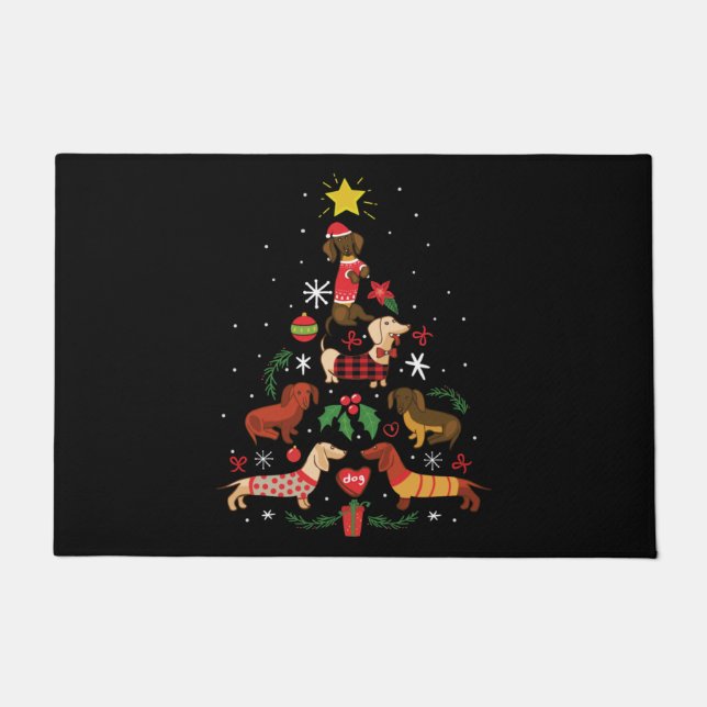 Funny Dackel Weihnachtsbaum Fußmatte (Vorderseite)
