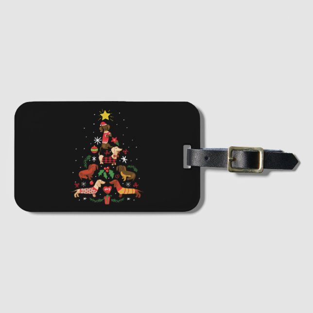 Funny Dackel Weihnachtsbaum Gepäckanhänger (Vorderseite (Horizontal))