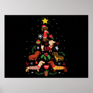 Funny Dackel Weihnachtsbaum Poster