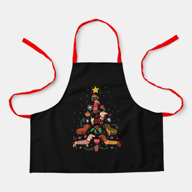 Funny Dackel Weihnachtsbaum Schürze (Vorderseite)