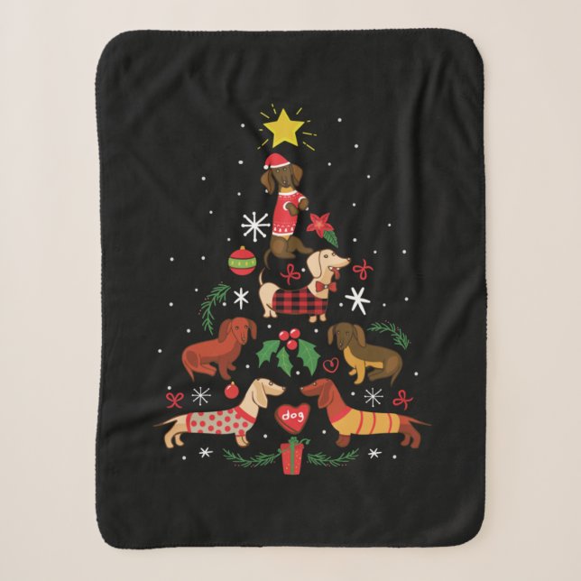 Funny Dackel Weihnachtsbaum Sherpadecke (Vorderseite)