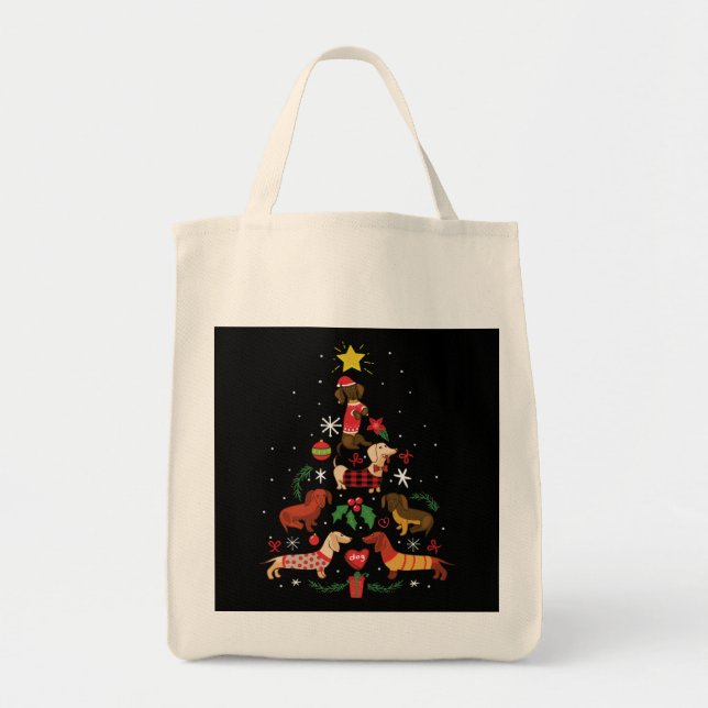Funny Dackel Weihnachtsbaum Tragetasche (Vorne)