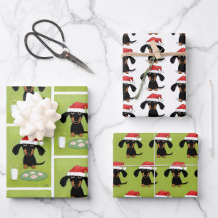 Funny Dackel Weihnachtsmann Niedlich Hunde Weihnac Geschenkpapier Set