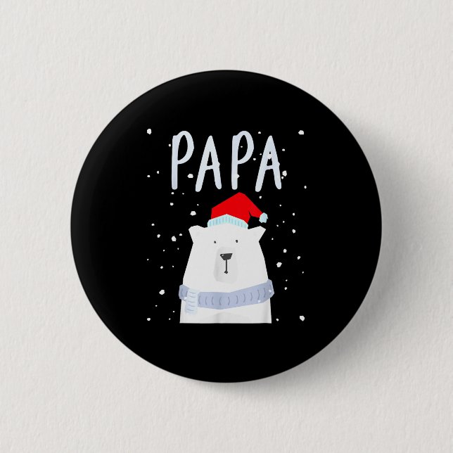 Funny Dad Bear Christmas Saint Hat Couples Family  Button (Vorderseite)