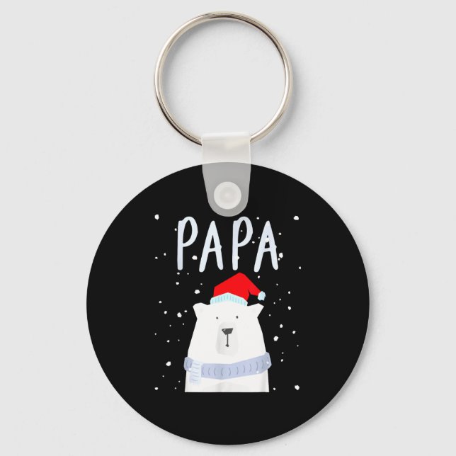 Funny Dad Bear Christmas Saint Hat Couples Family  Schlüsselanhänger (Vorderseite)