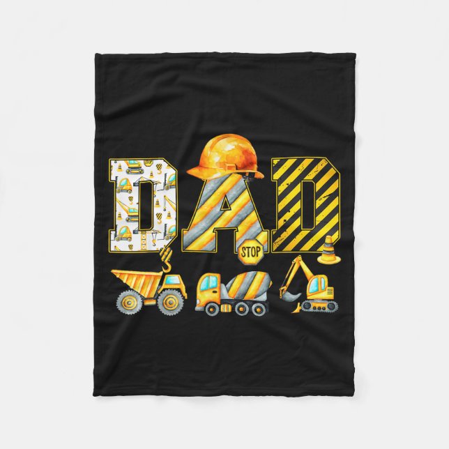 Funny Dad Construction Excavator Kids Matching Fam Fleecedecke (Vorderseite)