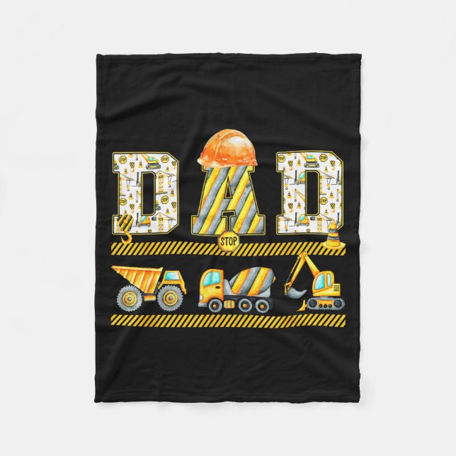Funny Dad Construction Excavator Kids Matching Fam Fleecedecke (Vorderseite)