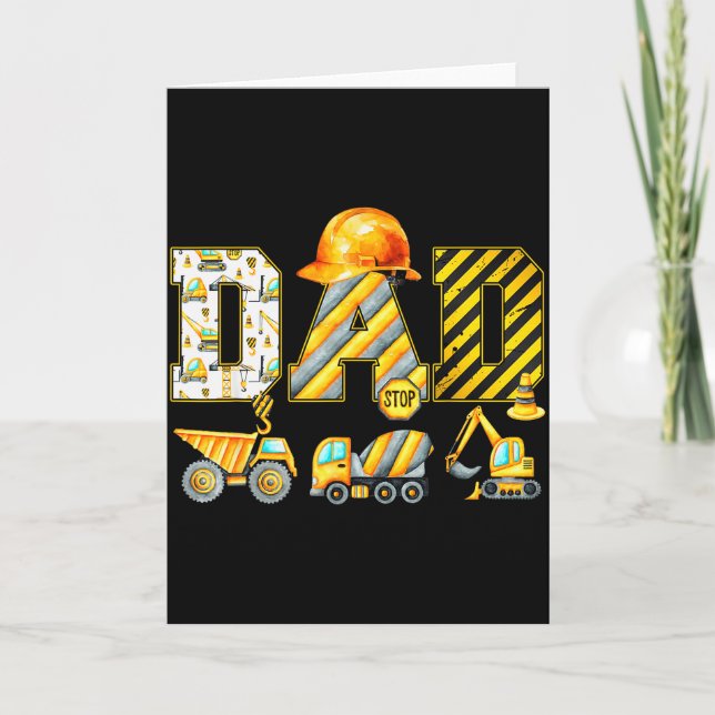 Funny Dad Construction Excavator Kids Matching Fam Karte (Vorderseite)