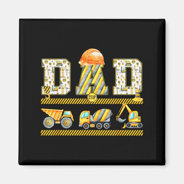 Funny Dad Construction Excavator Kids Matching Fam Magnet (Vorne)